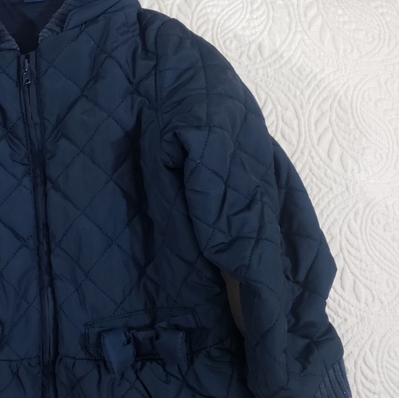 Kids navy blue quilted design jacket with Hood - Picture 5 of 5